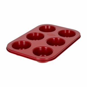 Molde Para Hornear Muffins Rojo UMCO 6 Espacios