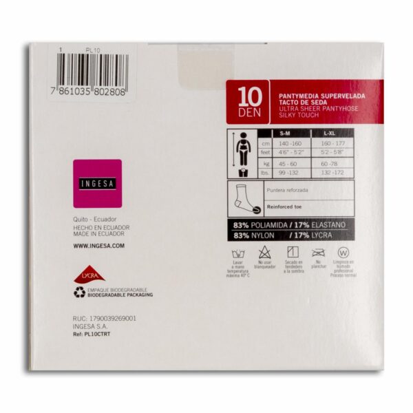 Panty Media Lycra Supervelada Grafito 10 Den INGESA - Imagen 5