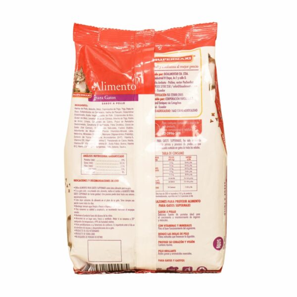 Alimento Para Gatos Y Gatitos Sabor A Pollo SUPERMAXI 500 G - Imagen 3