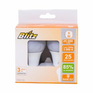 Foco Led Kit Luz Cálida 9W A60 BLITZ 1 X 2 Uds
