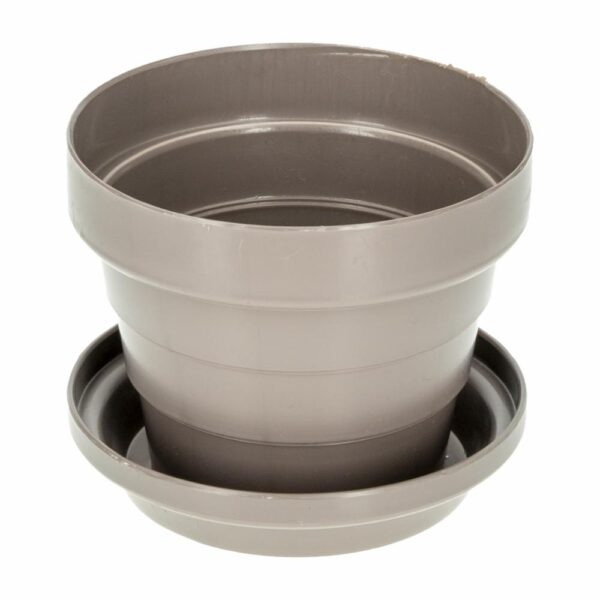 Maceta Jazmín Con Base Café Suizo PLASTICOS CHEMPRO 0.5 Litros