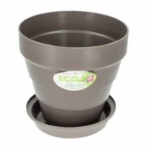 Maceta Jazmín Con Base Café Suizo PLASTICOS CHEMPRO 3 Litros