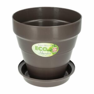 Maceta Jazmín Con Base Wengué PLASTICOS CHEMPRO 3 Litros