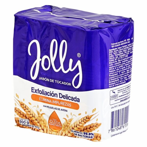Jabón De Tocador Exfoliación Delicada Con Hojuelas De Avena JOLLY 3 X 100 G