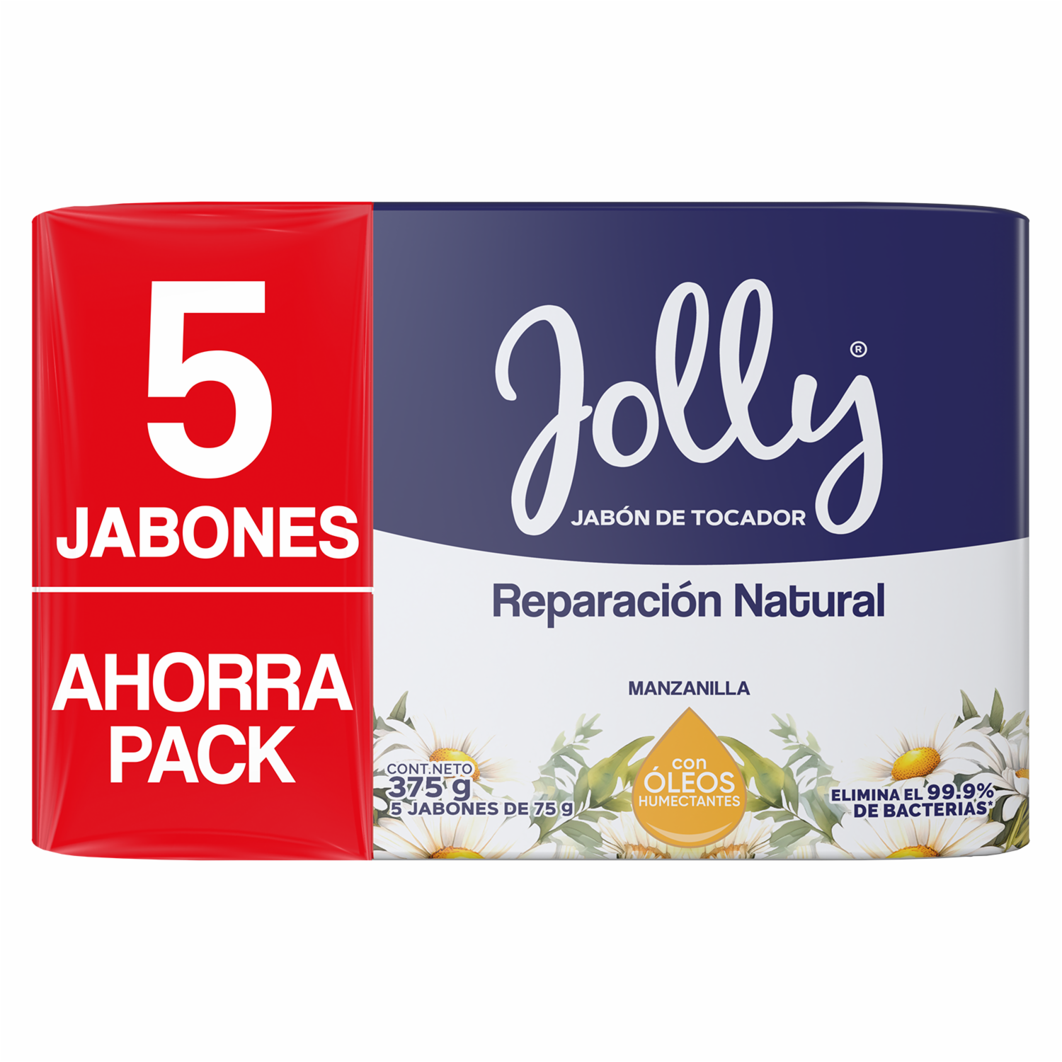 Jabón De Tocador Reparación Natural Con Manzanilla JOLLY 5 X 75 G - Imagen 2