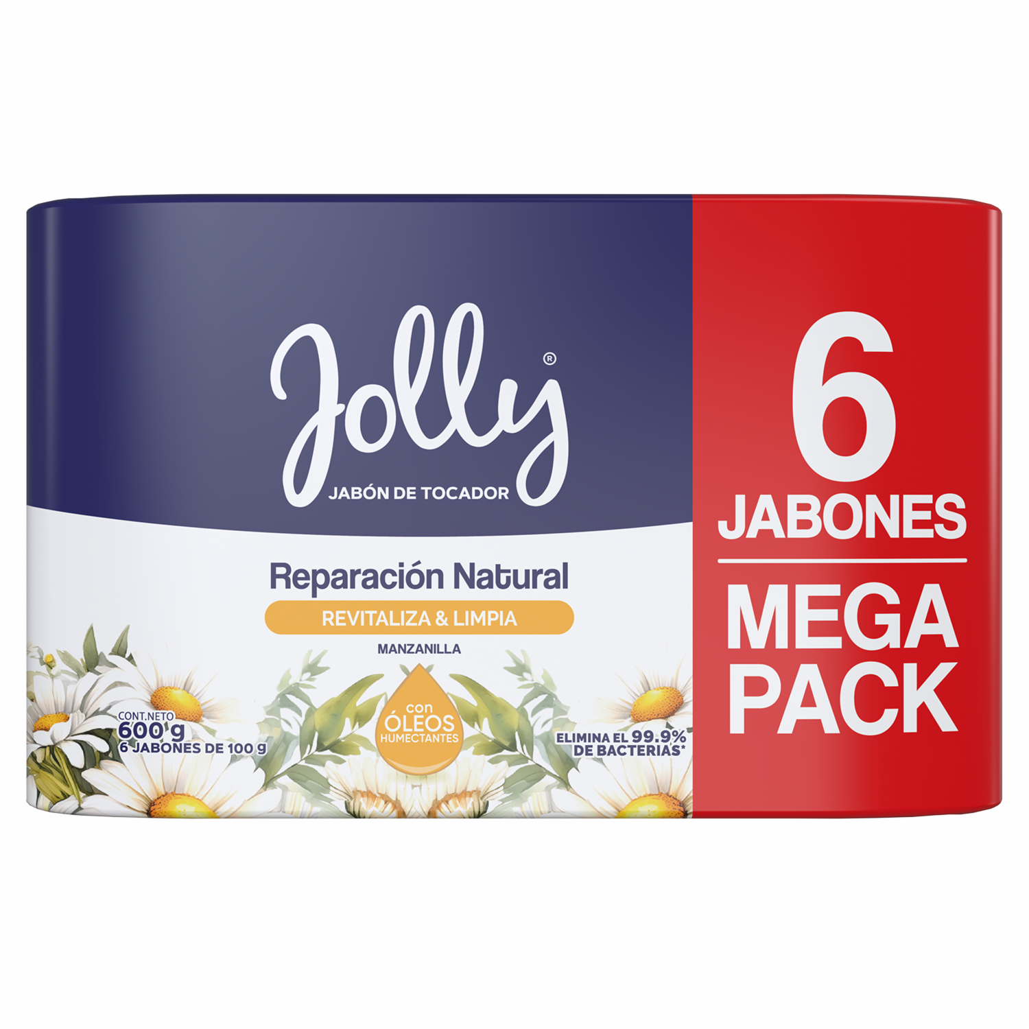 Jabón De Tocador Reparación Natural Con Manzanilla JOLLY 6 X 100 G - Imagen 2