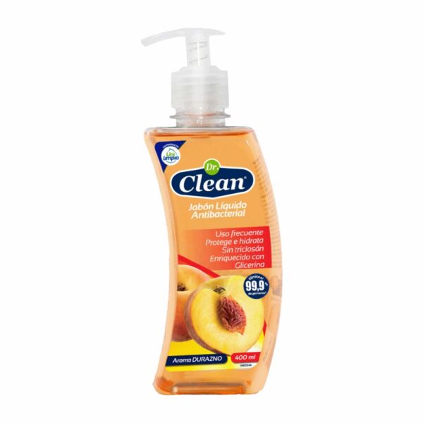Jabón Líquido Antibacterial Aroma Durazno DR. CLEAN 400 Ml