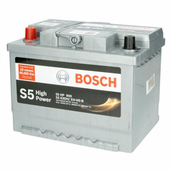 Batería Para Auto High Power S5 Invertida BOSCH 55 HP - Imagen 2