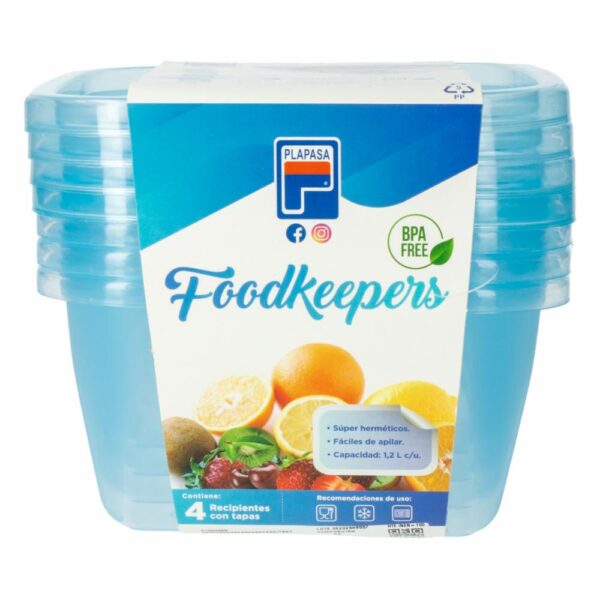 Set Reposteros N2 Con Tapa Foodkeepers Linea Sky Viva Color PLAPASA 1,2 Litros X 4 - Imagen 4