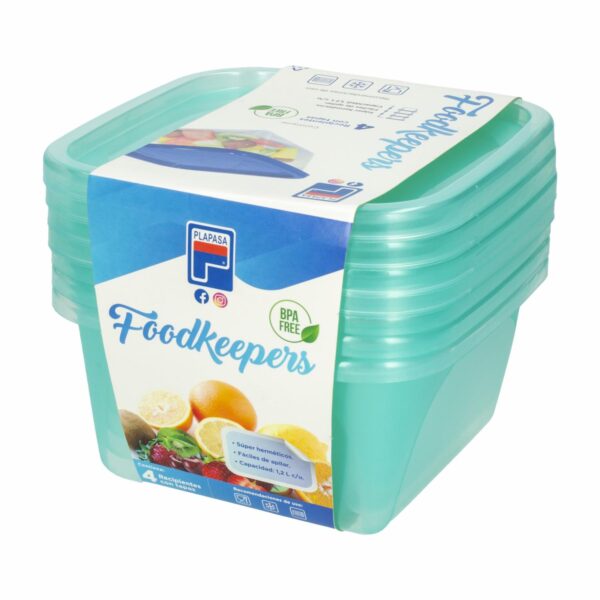 Set Reposteros N2 Con Tapa Foodkeepers Verde Perlado PLAPASA 1,2 Litros X 4