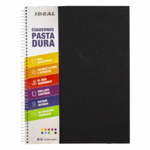 Cuaderno Espiral 1 Línea Negro IDEAL 100 Hojas