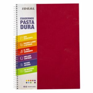 Cuaderno Espiral 1 Línea Rojo IDEAL 100 Hojas