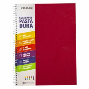 Cuaderno Espiral 1 Línea Rojo IDEAL 100 Hojas