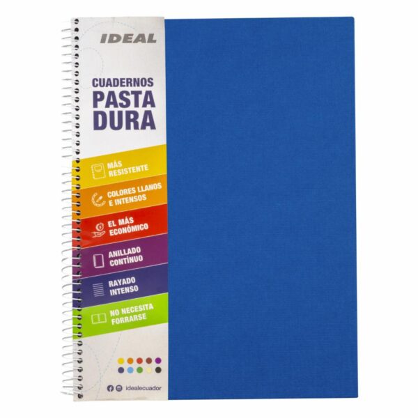 Cuaderno Espiral De Cuadros Celeste IDEAL 100 Hojas