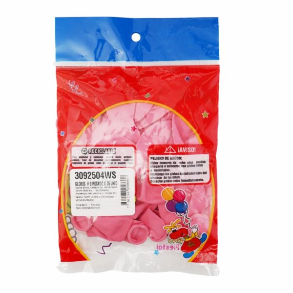 Globo N 9 Rosado PARTY LOONS Unidad - Imagen 2
