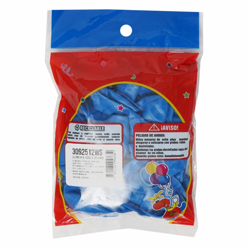 Globo N9 Azul Funda PARTY COLORS x 25 Unidades - Imagen 2