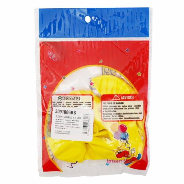Globo N9 Amarillo PARTY LOONS X 10 Uds - Imagen 2