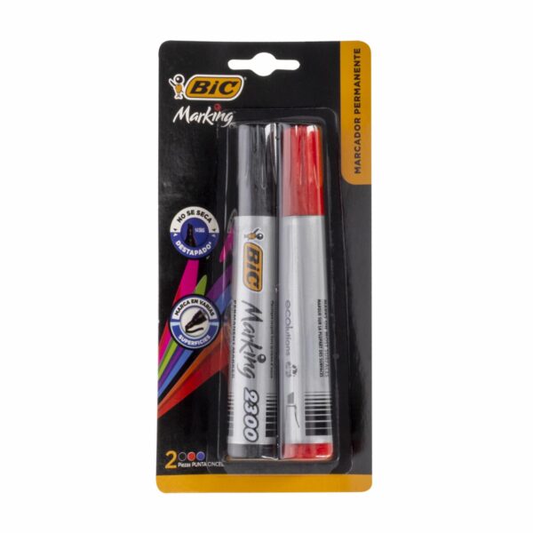 Marcador Permanente Rojo Negro BIC 2 Piezas