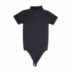 Body Cuello Alto Manga Corta Hilo Liso Dama Negro TESS