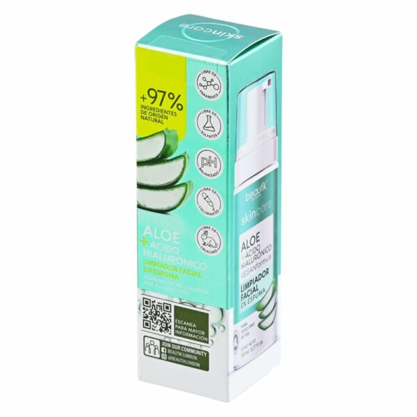 Limpiador Facial Aloe + Acido Hialuronico En Espuma SKIN CARE 150 Ml - Imagen 2