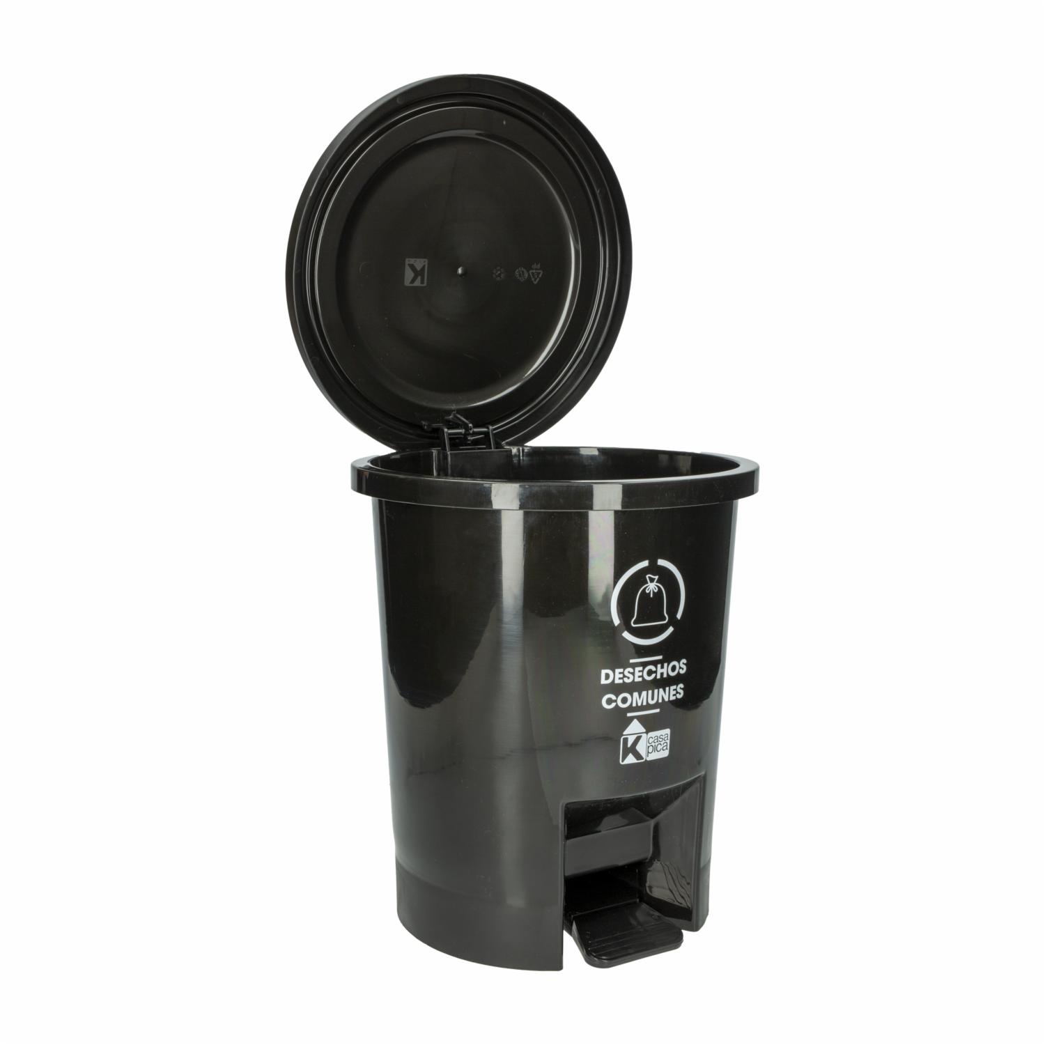 Tacho De Basura Desechos Comunes Con Tapa Negro CASA PICA 10 Litros - Imagen 2