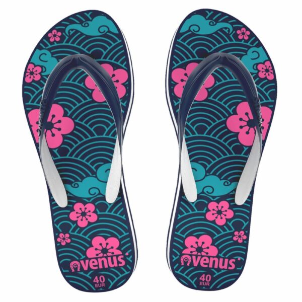 Zapatilla De Dama Con Tiras Diseño Geranio Azul Con Rosado VENUS - Imagen 4