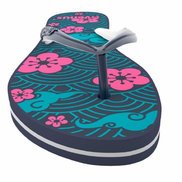 Zapatilla De Dama Con Tiras Diseño Geranio Azul Con Rosado VENUS - Imagen 5