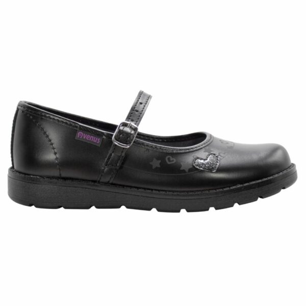 Zapato Escolar Negro De Cuero Diseño Aitana Con Correa VENUS - Imagen 4