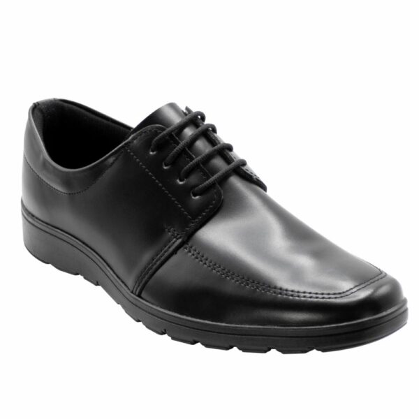 Zapato Escolar Negro De Cuero Diseño Jonathan Con Cordón VENUS - Imagen 5