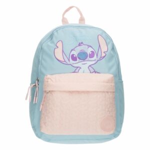 Mochila Escolar Lilo Stitch Celeste Rosado DISNEY 34.5X44X20 CM