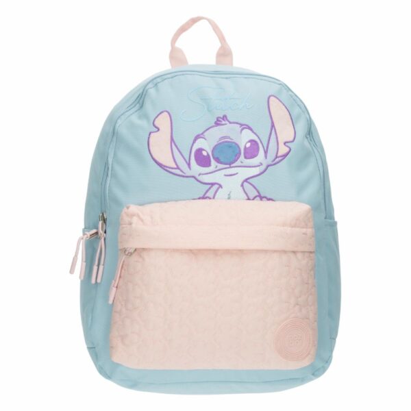 Mochila Escolar Lilo Stitch Celeste Rosado DISNEY 34.5X44X20 CM