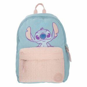 Mochila Escolar Lilo Stitch Celeste Rosado DISNEY 34.5X44X20 CM