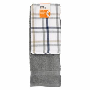 Set De Limpiones Quianti Toalla Macarena Gris FREE HOME 2 Piezas