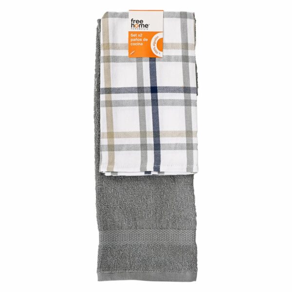 Set De Limpiones Quianti Toalla Macarena Gris FREE HOME 2 Piezas