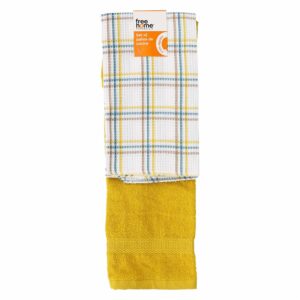 Set De Limpiones Galleta Cuadros Toalla Macarena Amarillo FREE HOME 2 Piezas