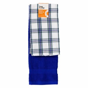 Set De Limpiones Galleta Cuadros Toalla Macarena Azul FREE HOME 2 Piezas