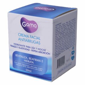 Crema Facial Hidratante Antiarrugas Firmeza Y Elasticidad De Rápida Absorción Para Día Y Noche GAMA 50 Ml