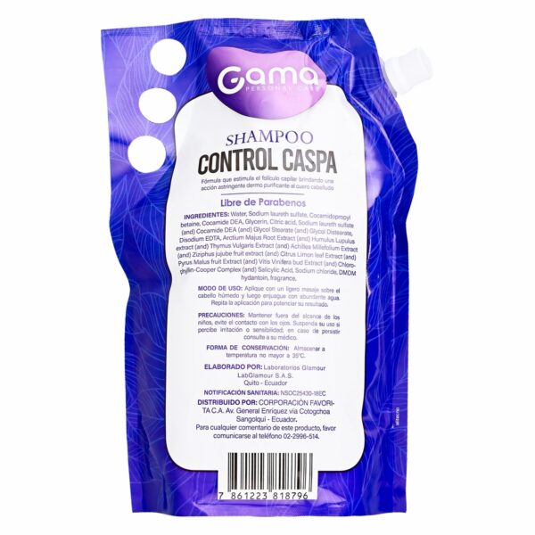 Shampoo Para Cabello Contro Caspa Limpieza Profunda GAMA 1000 Ml - Imagen 2