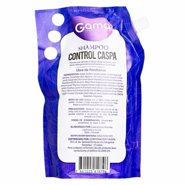 Shampoo Para Cabello Contro Caspa Limpieza Profunda GAMA 1000 Ml - Imagen 2