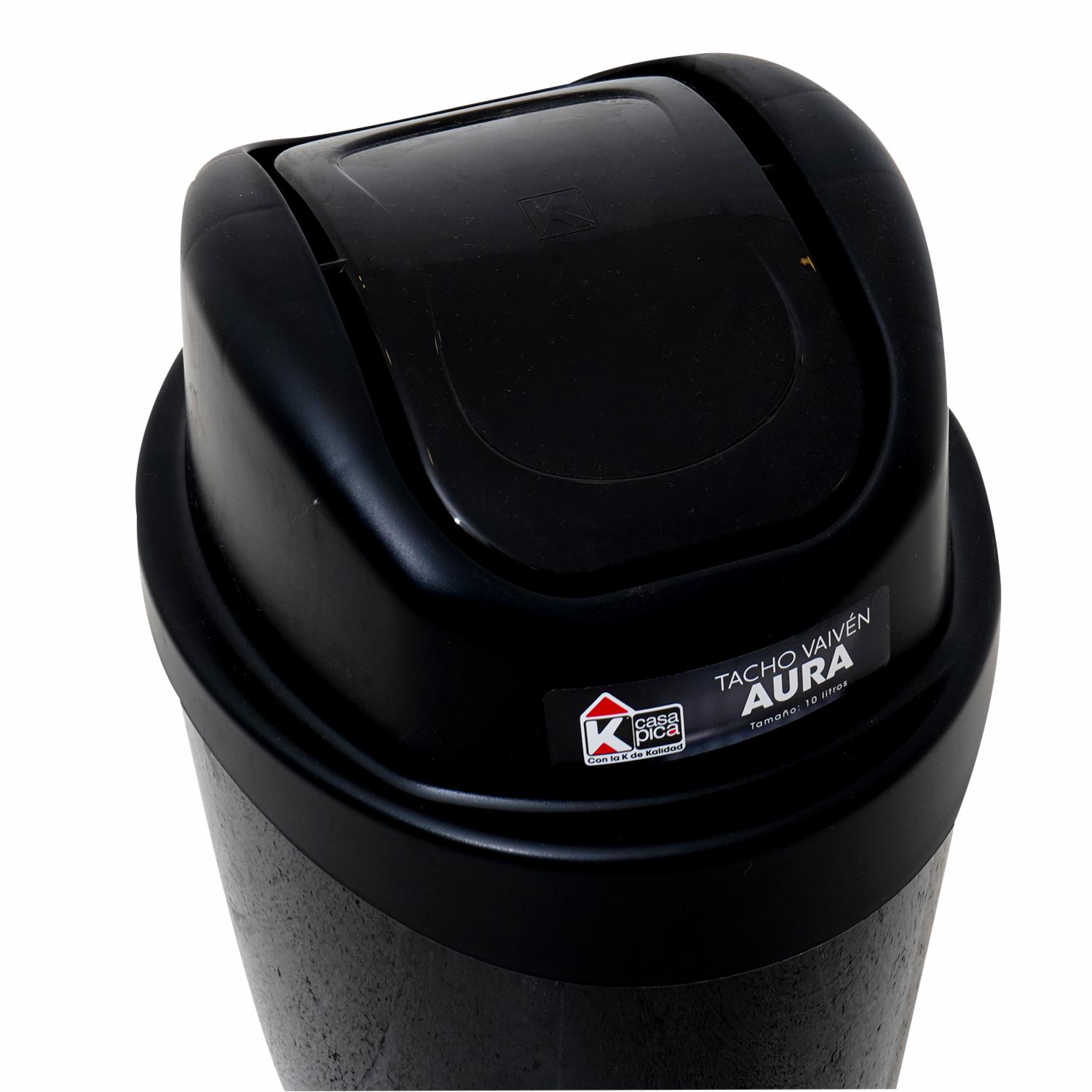 Tacho De Basura Vaivén Aura Negro CASA PICA 10 Litros - Imagen 2