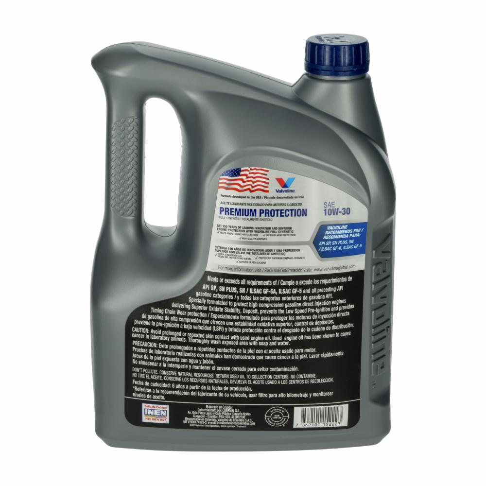 Aceite Automotriz Premium Protección Synthetic 10W30 VALVOLINE 1 Galón - Imagen 2