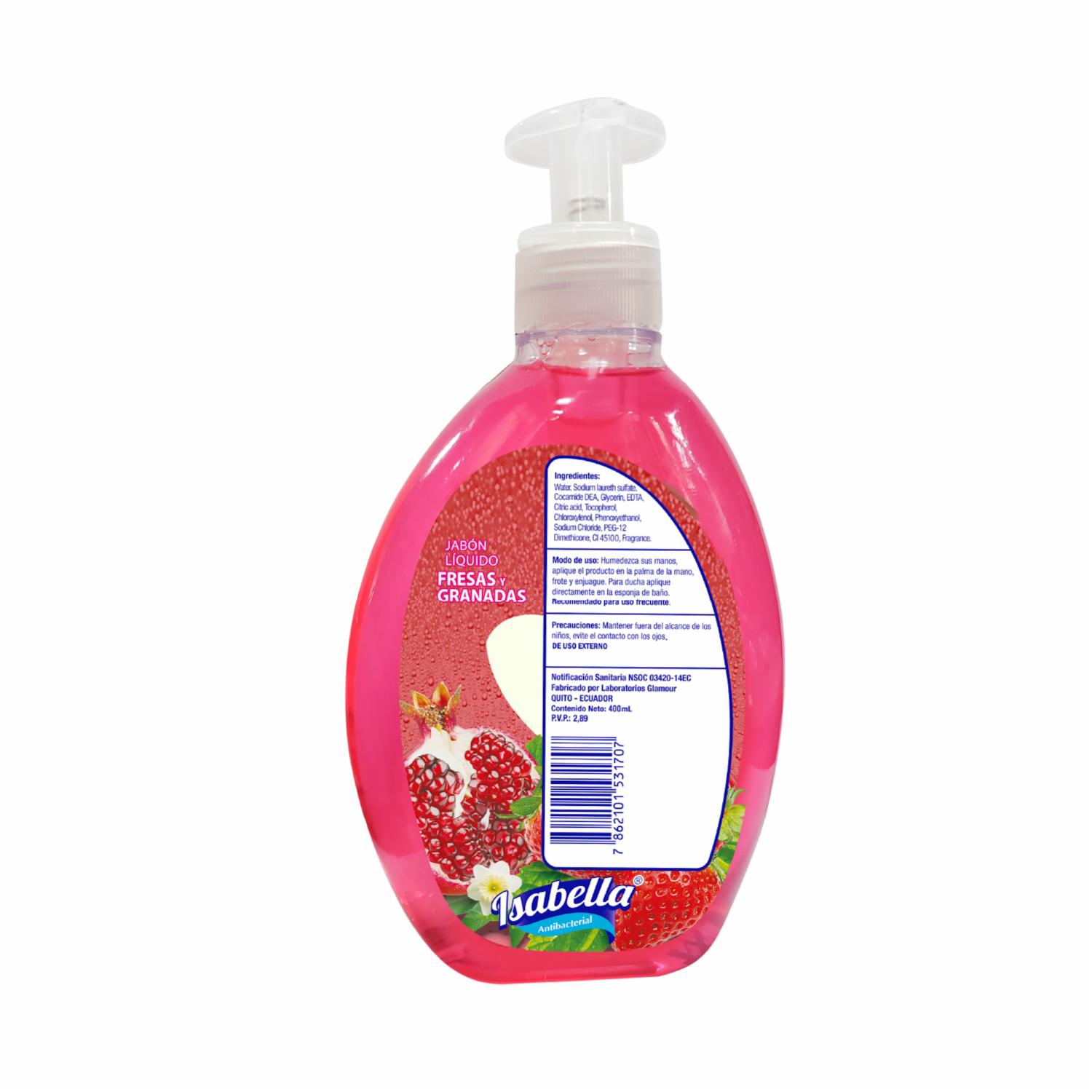 Jabón Líquido Fragancia Fresa Y Grandas ISABELLA 400 Ml