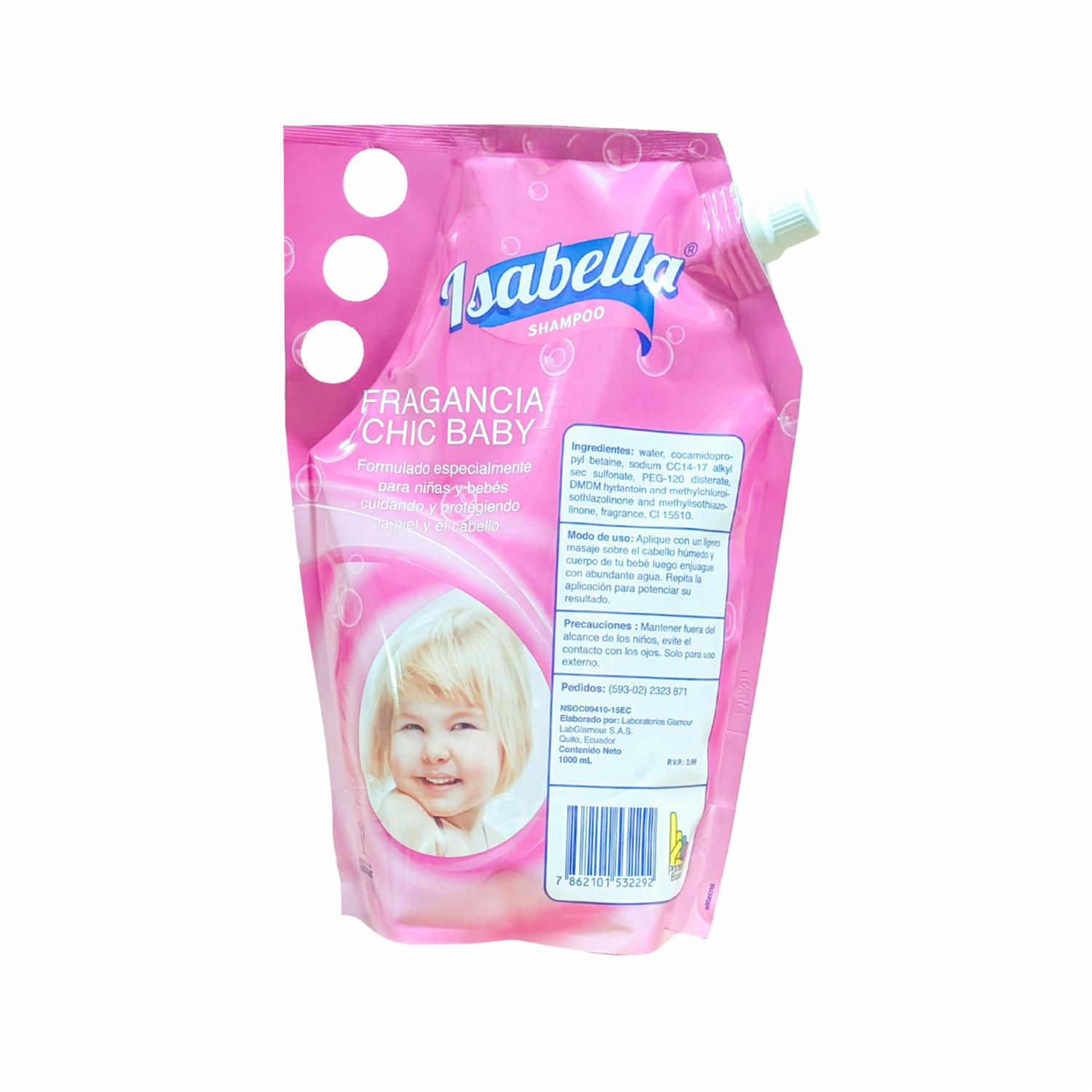 Shampoo De Cabello Infantil Chic Baby ISABELLA 1000 Ml - Imagen 2
