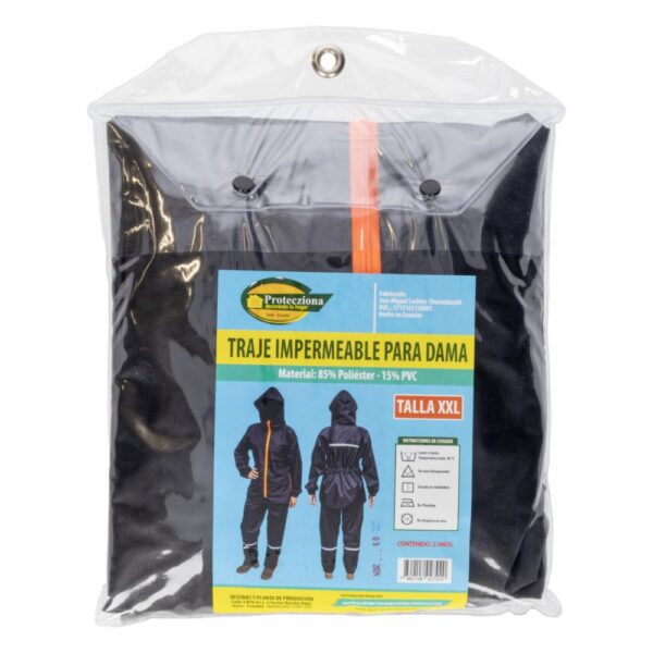 Traje Impermeable Negro Para Dama PROTECZIONA - Imagen 3
