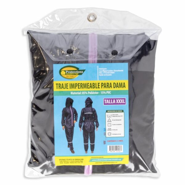 Traje Impermeable Negro Para Dama PROTECZIONA - Imagen 2