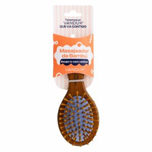 Cepillo Para Cabello De Bambú Masajeador Pequeño Redondo Pin Grueso VANDUX Unidad