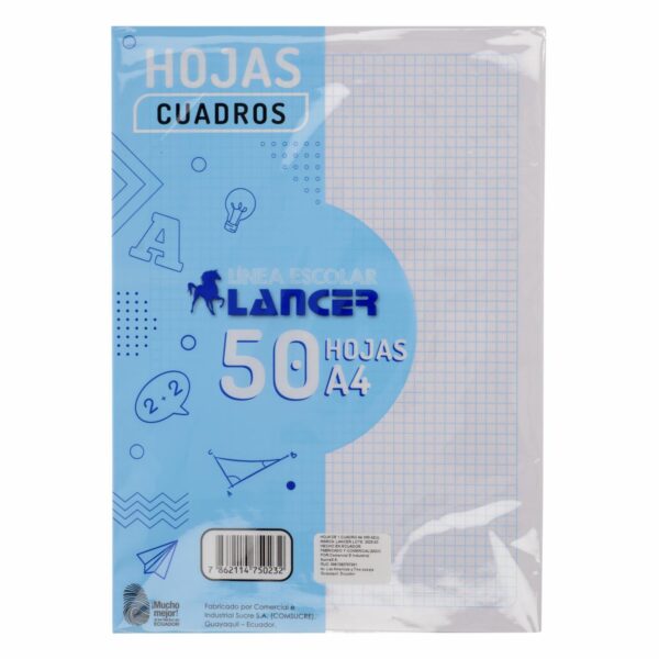 Hojas A Cuadros A4 LANCER 50 Uds