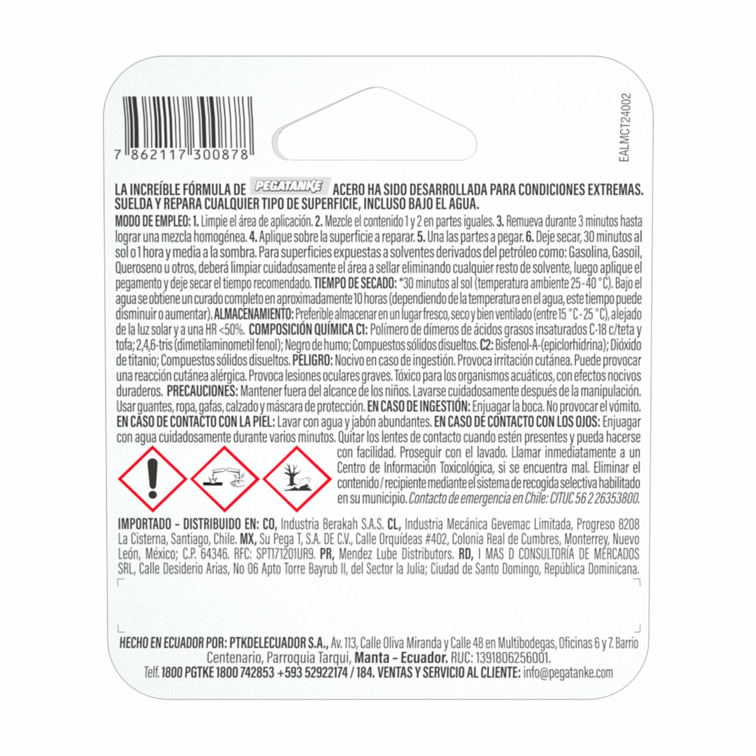 Pegamento Epóxico Acero PEGATANKE 44 Ml