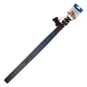 Collar Para Perro De Cuero Diseño Calado Huesito Celeste TOSCANO PET 50Cm