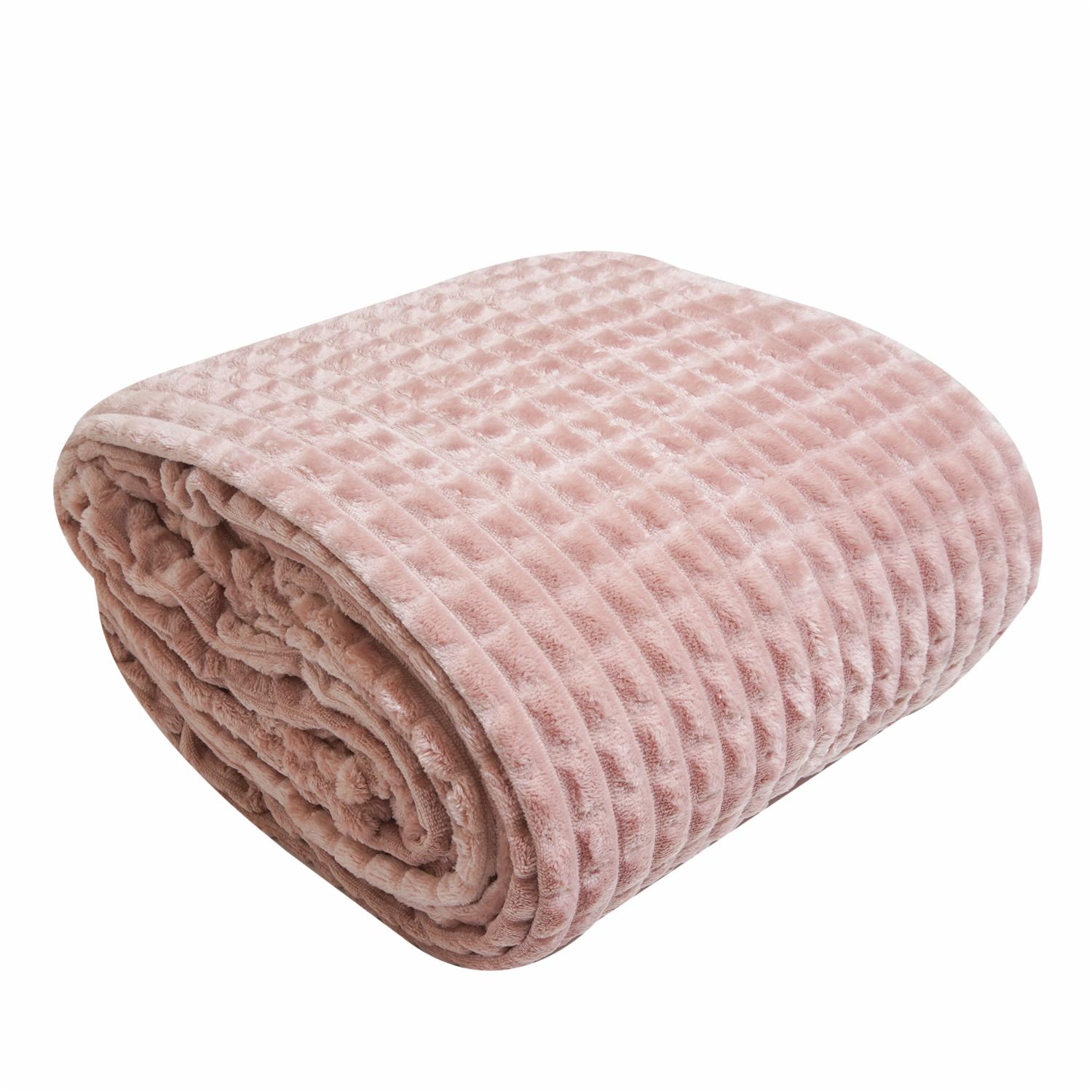 Cobija Velvet Relieve Wafle Palo De Rosa FREE HOME - Imagen 2